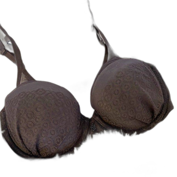Victoria’s Secret Bra Size 32C Grey Fabulous Sheer Lined Demi Buste Double - Picture 3 of 9